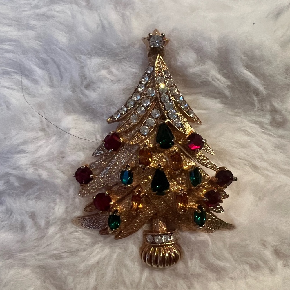 Eisenberg Ice Vintage sparkly Christmas tree brooch/pin signed/stamped on back